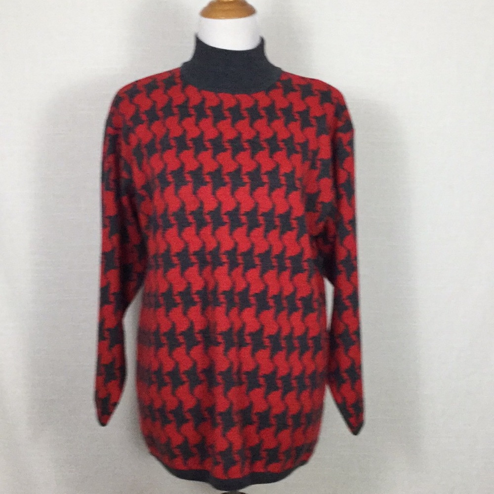 80s oversized Liz Clairborne houndstooth sweater